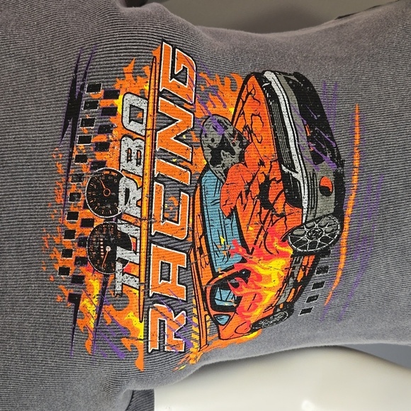 Social Culture Gray Ribbed Turbo Racing Short Sleeve Tee - Size Large - Picture 4 of 8